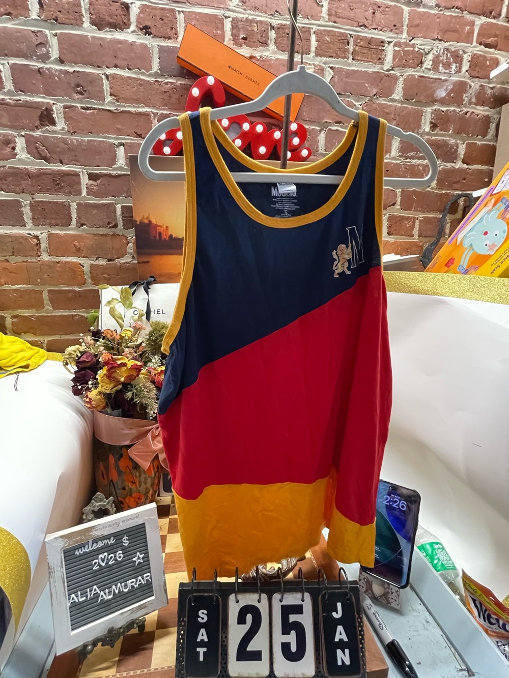 Modelo Especial beer colorblock 
Colorblock Tank Top in Navy, Red & Mustard